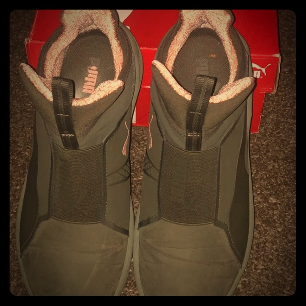 Olive and pink shoes